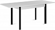 стол Милан-2 EVO 120х80 (+30+30) (ноги 9 чёрный) (Белый цемент)